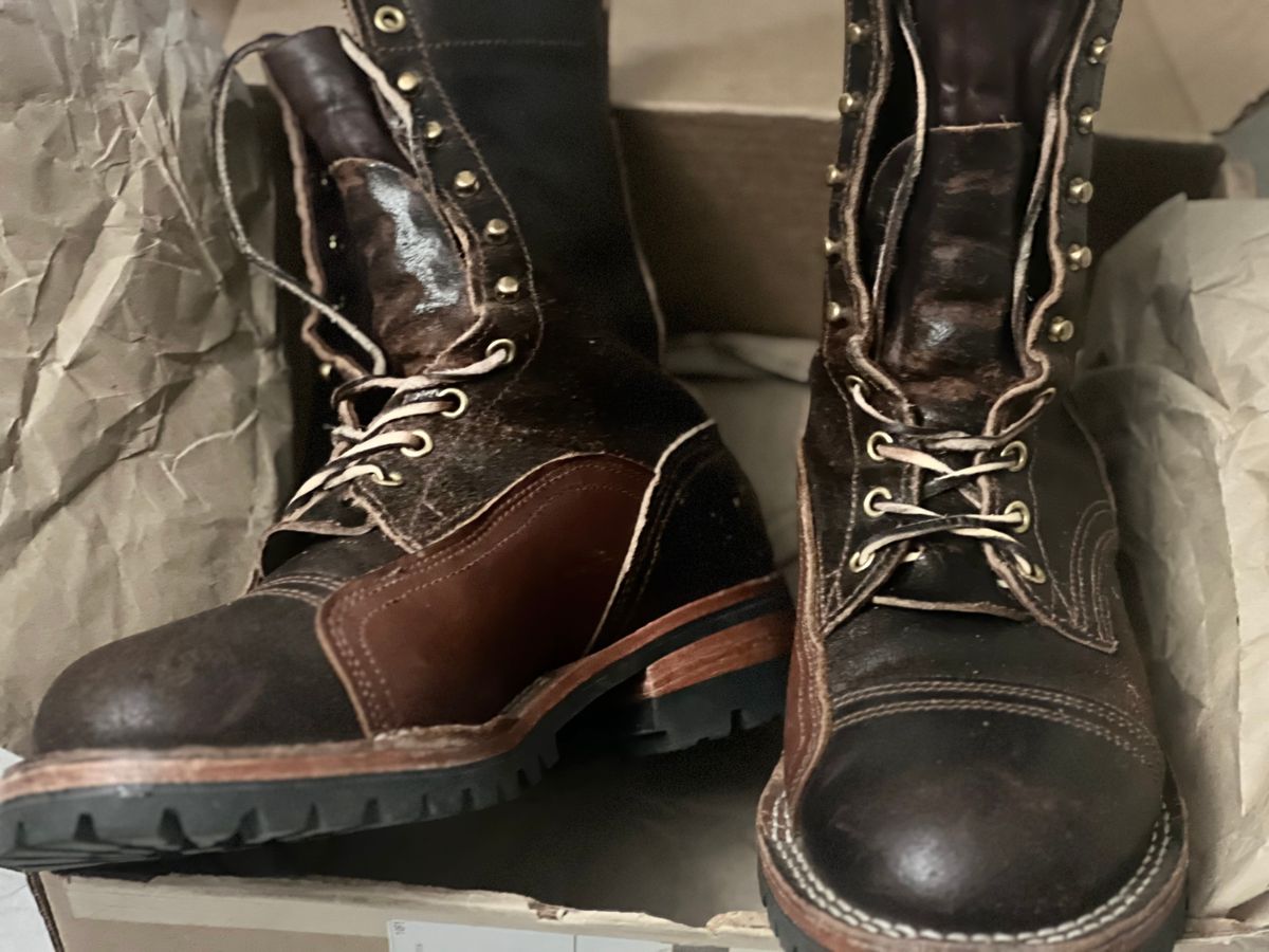 Photo by Eureka on October 29, 2025 of the Nicks x Rose Anvil ND1 in Horween Brown Waxed Flesh.