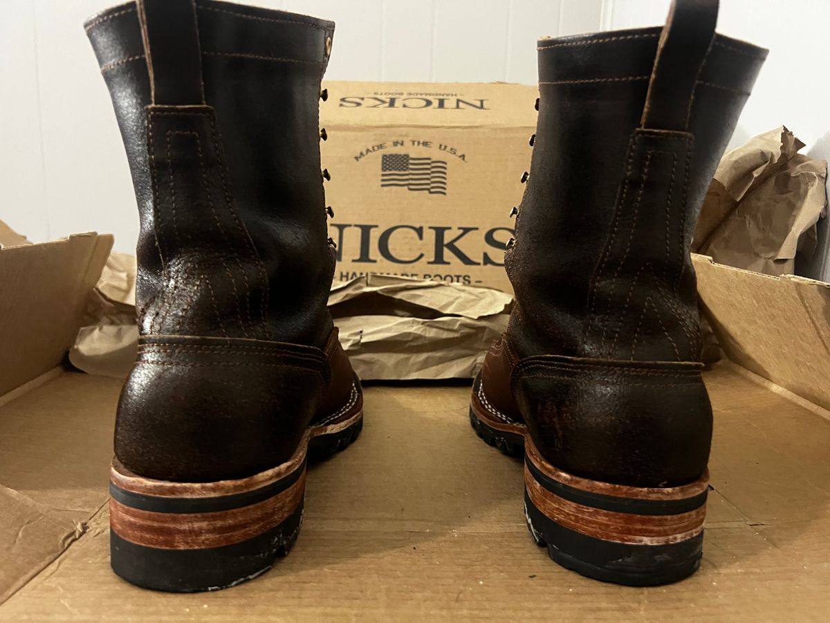 Photo by Eureka on December 4, 2025 of the Nicks x Rose Anvil ND1 in Horween Brown Waxed Flesh.