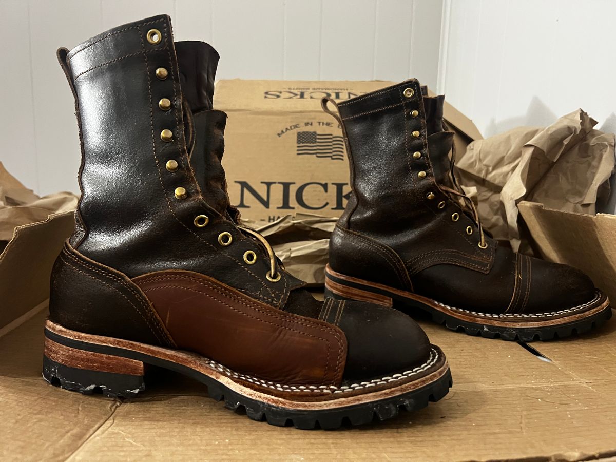 Photo by Eureka on December 4, 2025 of the Nicks x Rose Anvil ND1 in Horween Brown Waxed Flesh.