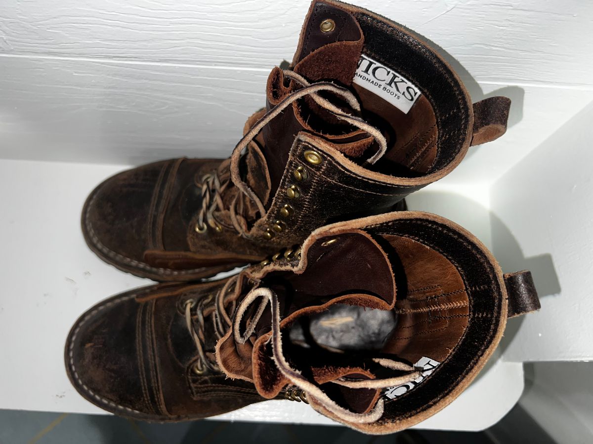 Photo by Eureka on March 6, 2026 of the Nicks x Rose Anvil ND1 in Horween Brown Waxed Flesh.