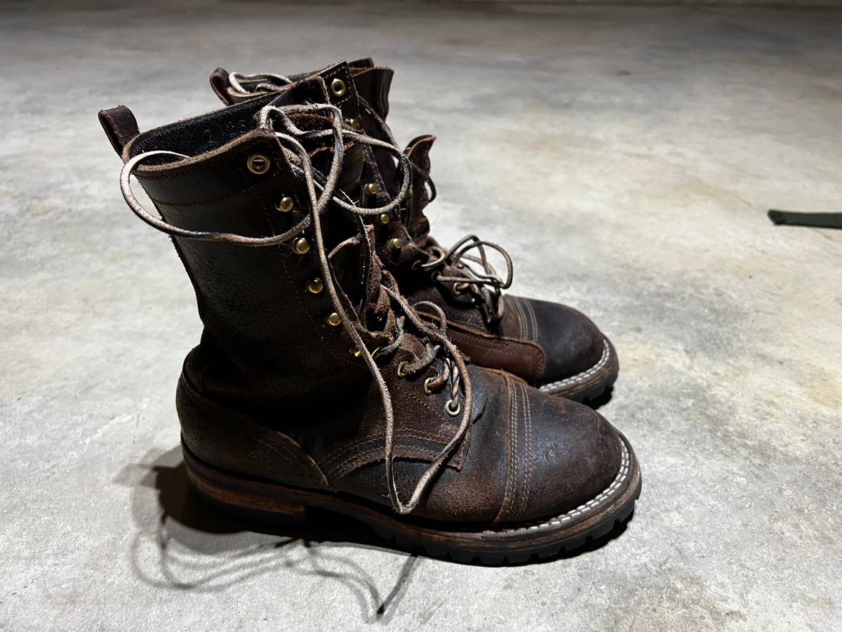 Photo by Eureka on April 5, 2026 of the Nicks x Rose Anvil ND1 in Horween Brown Waxed Flesh.