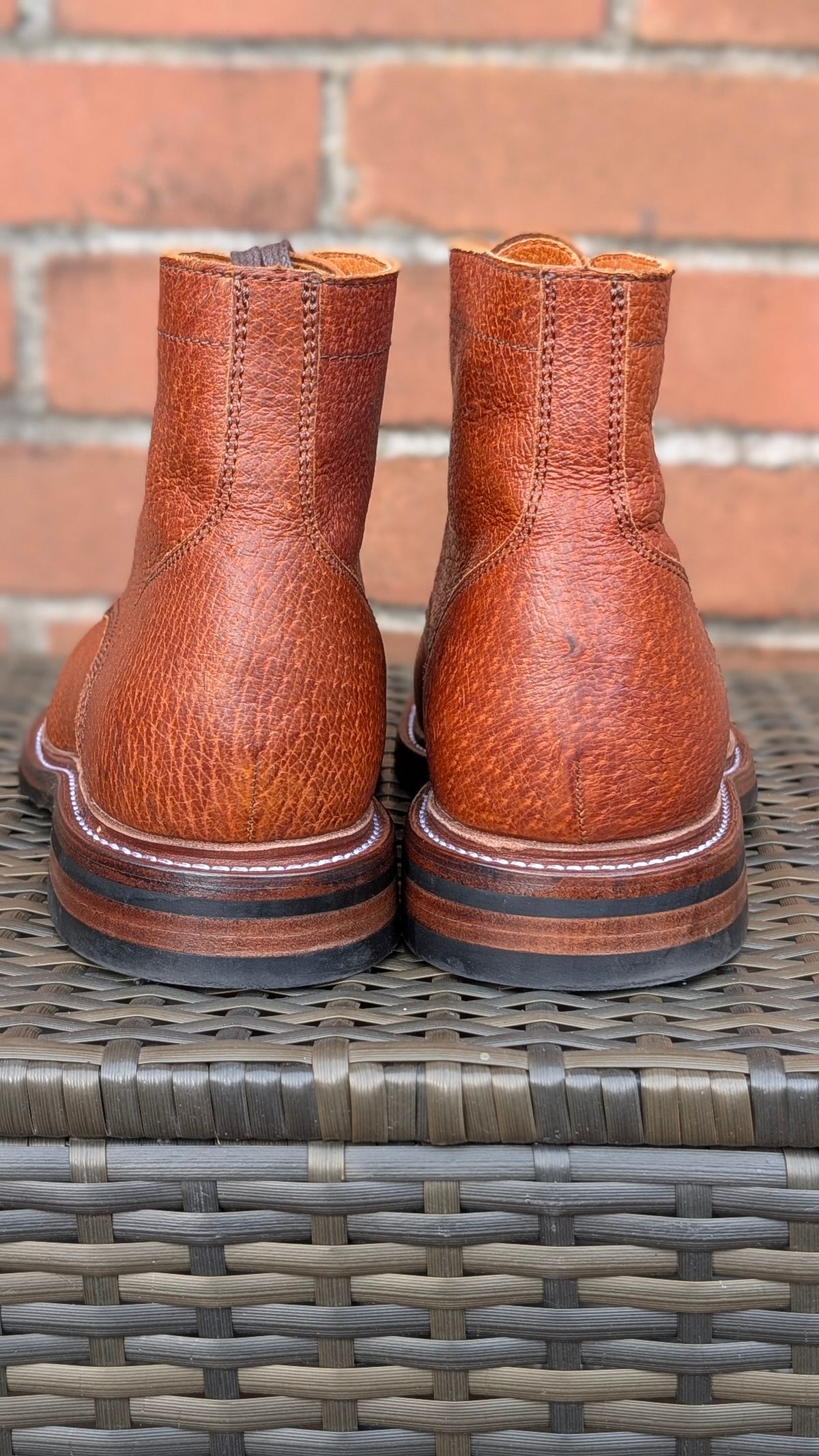 Photo by Yakkboot73 on April 26, 2025 of the Caswell Boot Company Caswell x Stridewise: "The Feral Swine" - Cognac Jabari Wild Boar in Gallun Cognac Jabari Wild Boar.