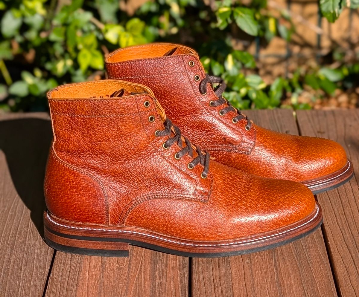 Photo by Yakkboot73 on July 2, 2025 of the Caswell Boot Company Caswell x Stridewise: "The Feral Swine" - Cognac Jabari Wild Boar in Gallun Cognac Jabari Wild Boar.