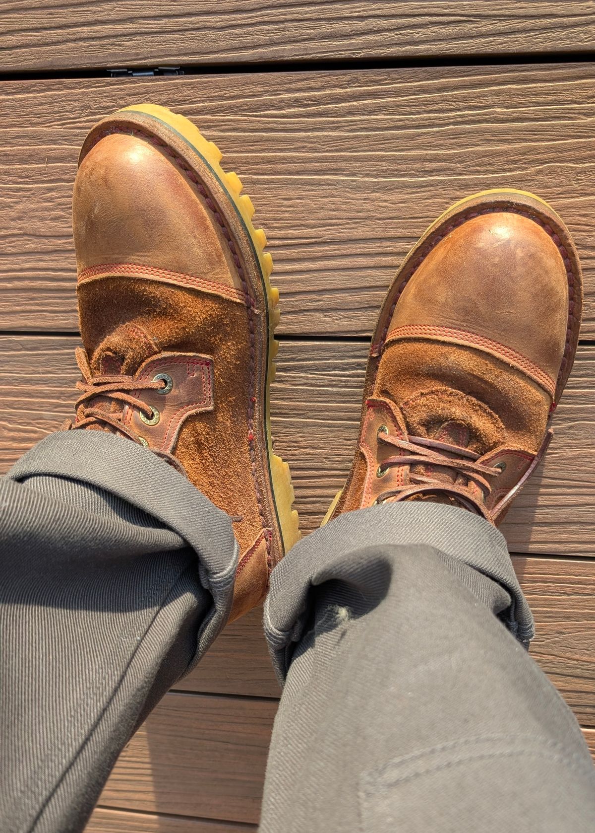 Photo by Yakkboot73 on December 13, 2025 of the Jim Green Numzaan Custom in Fudge Crazy Horse.