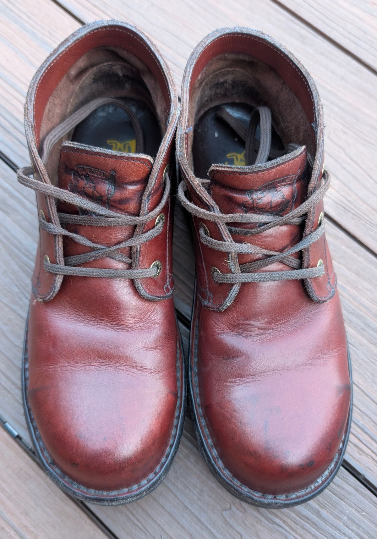 Photo by Yakkboot73 on June 16, 2025 of the Jim Green Custom Vellie Composite Toe Cap in Walnut Veg Tan.