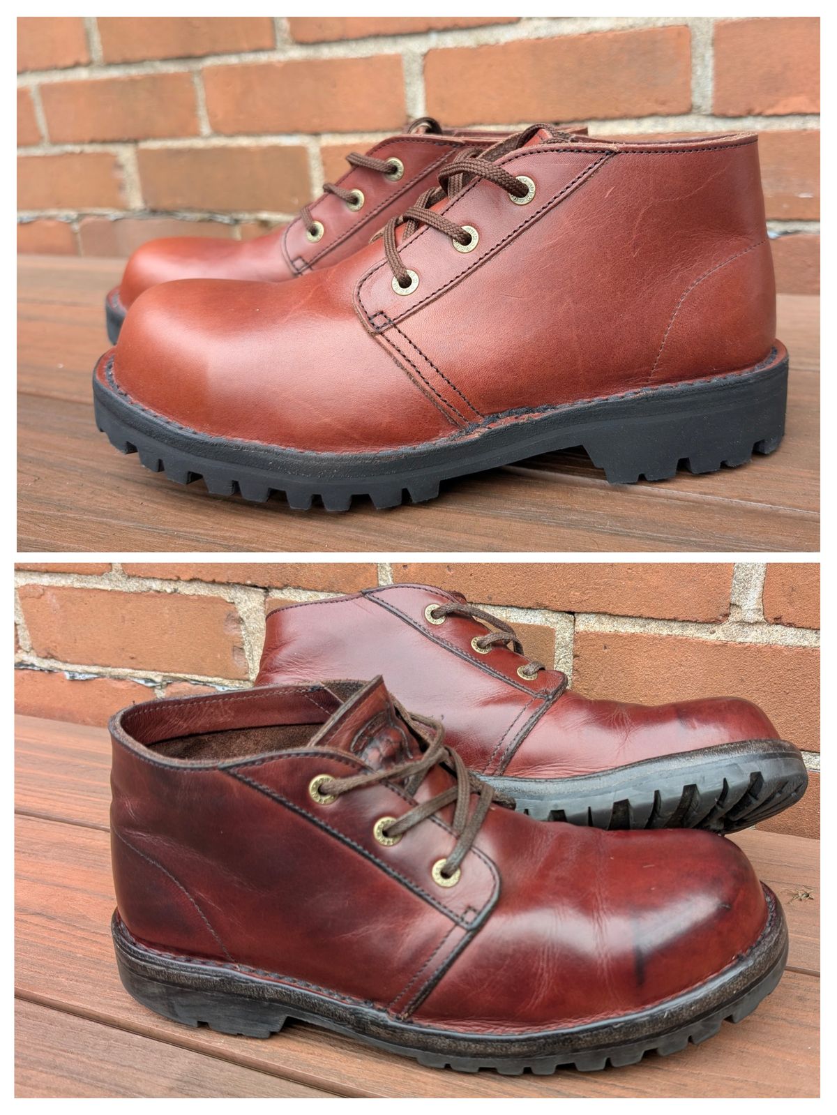 Photo by Yakkboot73 on September 27, 2025 of the Jim Green Custom Vellie Composite Toe Cap in Walnut Veg Tan.