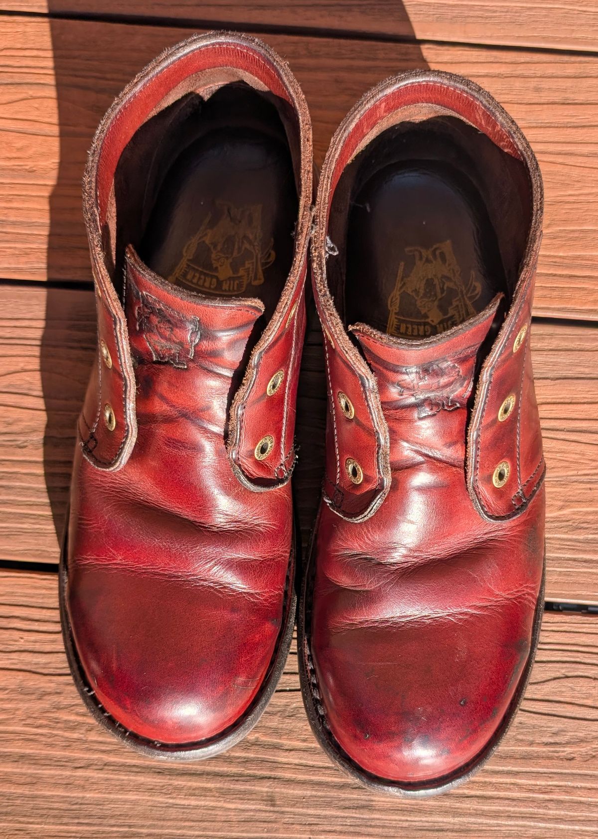 Photo by Yakkboot73 on November 2, 2025 of the Jim Green Custom Vellie Composite Toe Cap in Walnut Veg Tan.