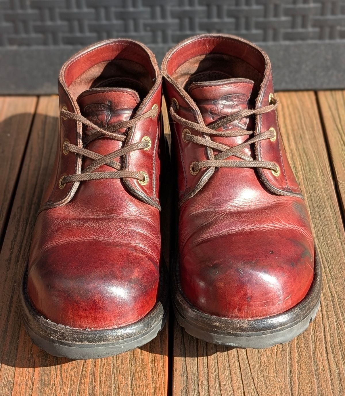 Photo by Yakkboot73 on April 5, 2026 of the Jim Green Custom Vellie Composite Toe Cap in Walnut Veg Tan.
