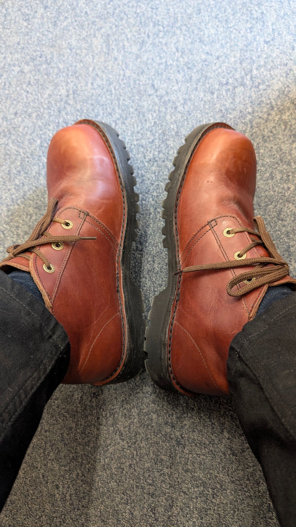 Photo by Yakkboot73 on March 28, 2025 of the Jim Green Custom Vellie Composite Toe Cap in Walnut Veg Tan.