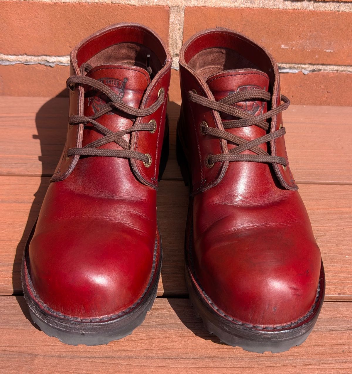 Photo by Yakkboot73 on April 13, 2025 of the Jim Green Custom Vellie Composite Toe Cap in Walnut Veg Tan.