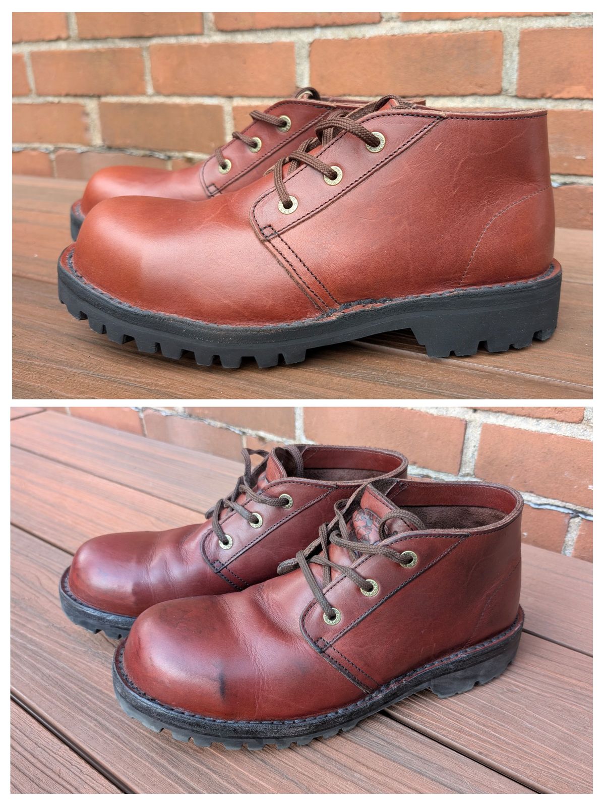Photo by Yakkboot73 on April 24, 2025 of the Jim Green Custom Vellie Composite Toe Cap in Walnut Veg Tan.