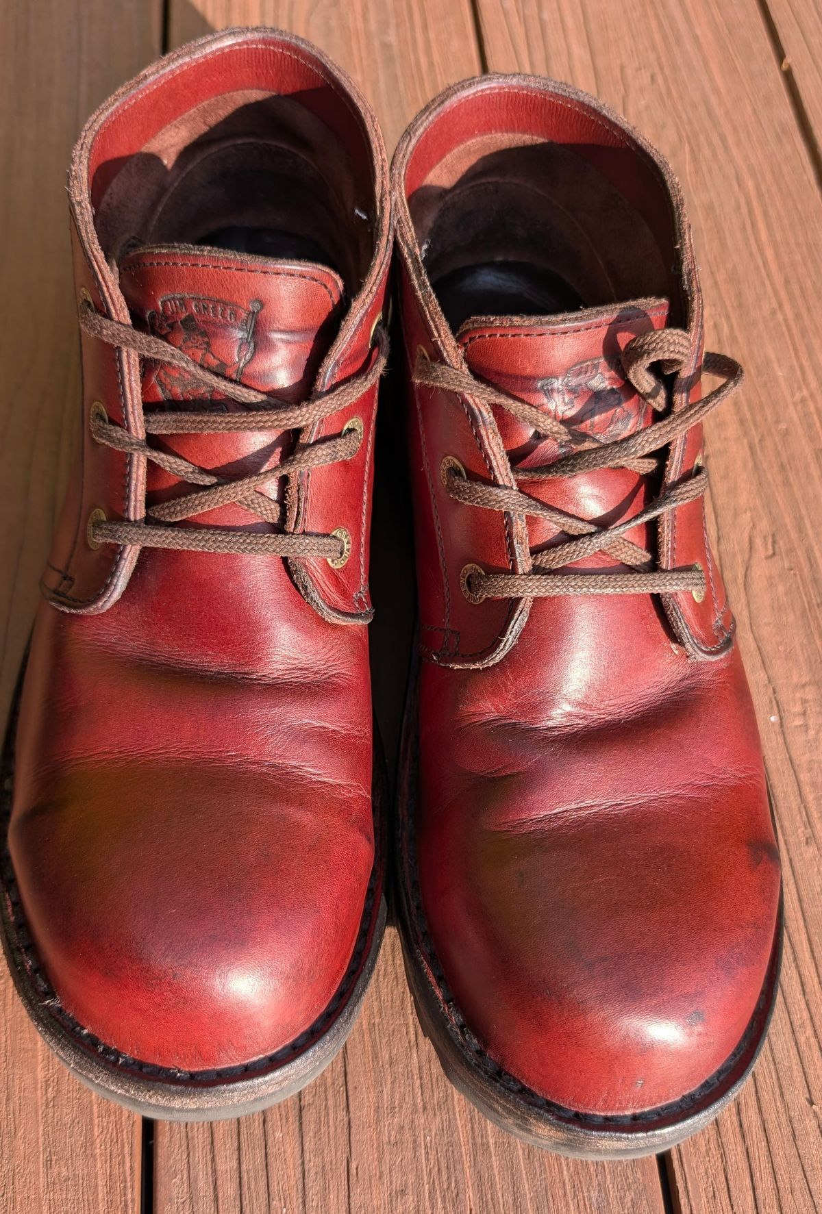 Photo by Yakkboot73 on May 6, 2025 of the Jim Green Custom Vellie Composite Toe Cap in Walnut Veg Tan.