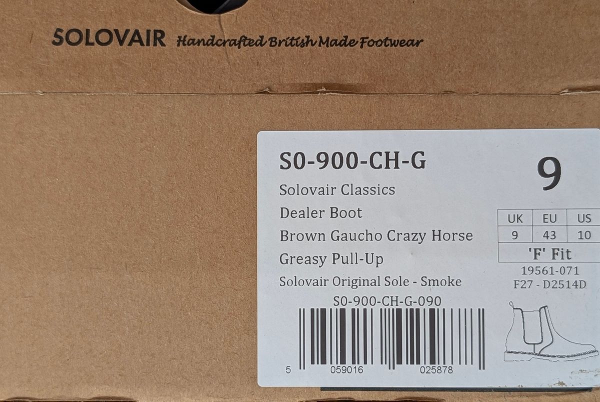 Photo by Yakkboot73 on September 19, 2025 of the Solovair Dealer Boot in Gaucho Crazy Horse Greasy Pull Up.