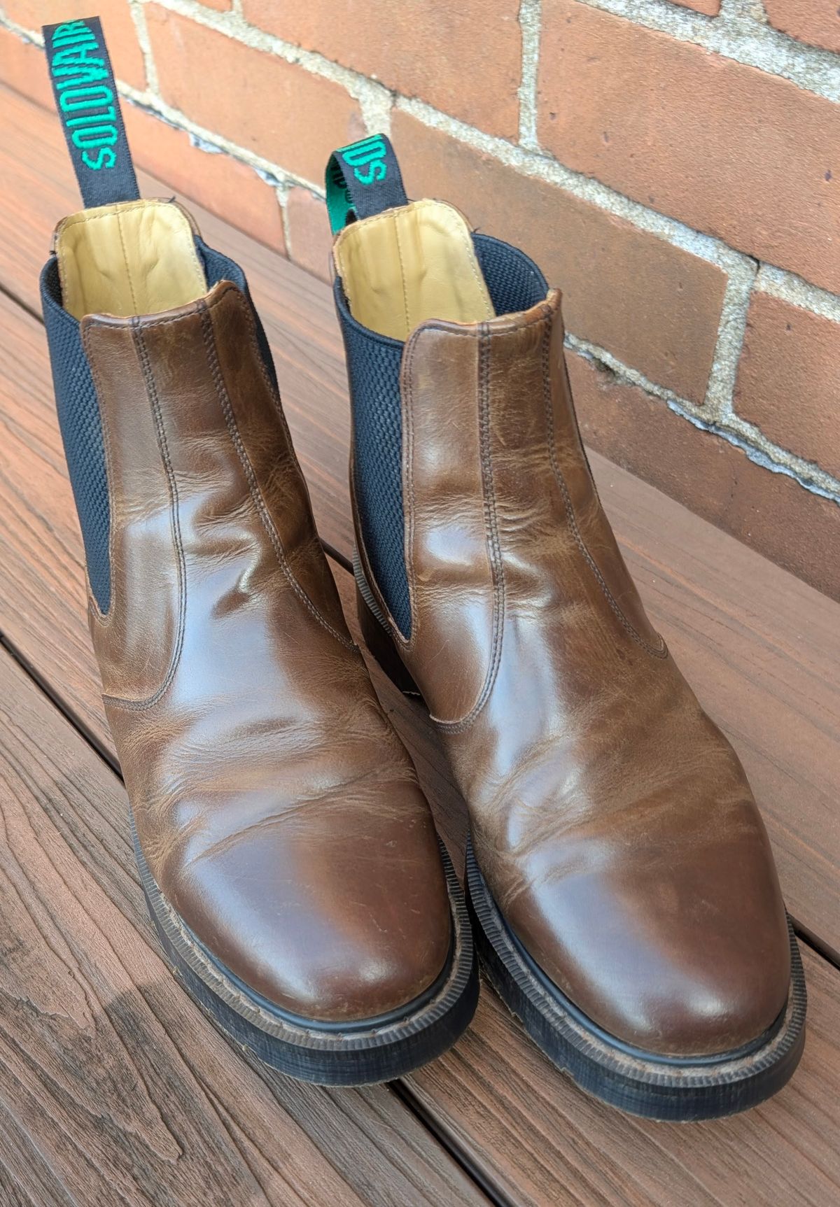 Photo by Yakkboot73 on October 26, 2025 of the Solovair Dealer Boot in Gaucho Crazy Horse Greasy Pull Up.