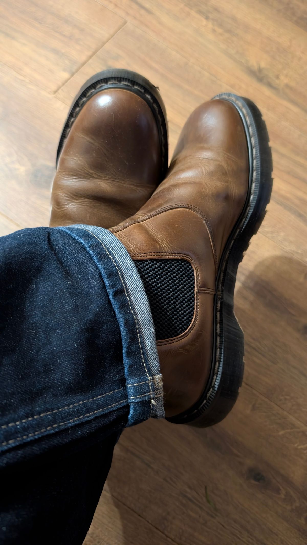 Photo by Yakkboot73 on November 8, 2025 of the Solovair Dealer Boot in Gaucho Crazy Horse Greasy Pull Up.