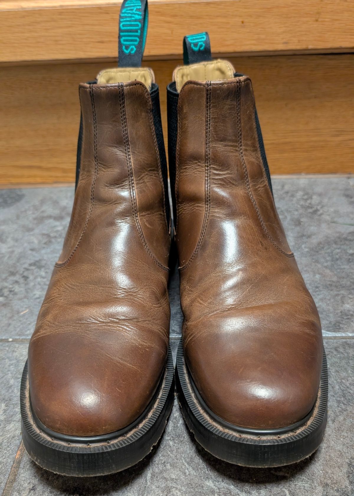 Photo by Yakkboot73 on December 3, 2025 of the Solovair Dealer Boot in Gaucho Crazy Horse Greasy Pull Up.