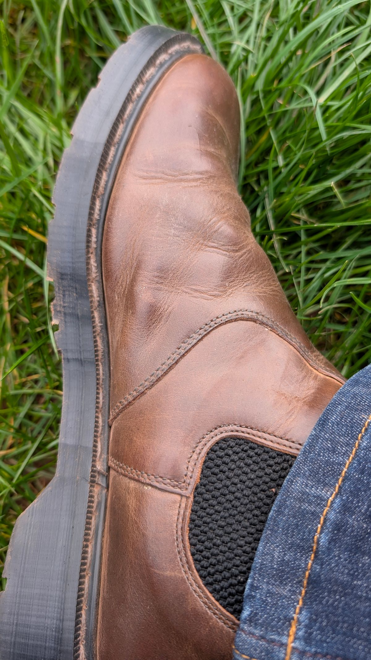 Photo by Yakkboot73 on March 16, 2026 of the Solovair Dealer Boot in Gaucho Crazy Horse Greasy Pull Up.