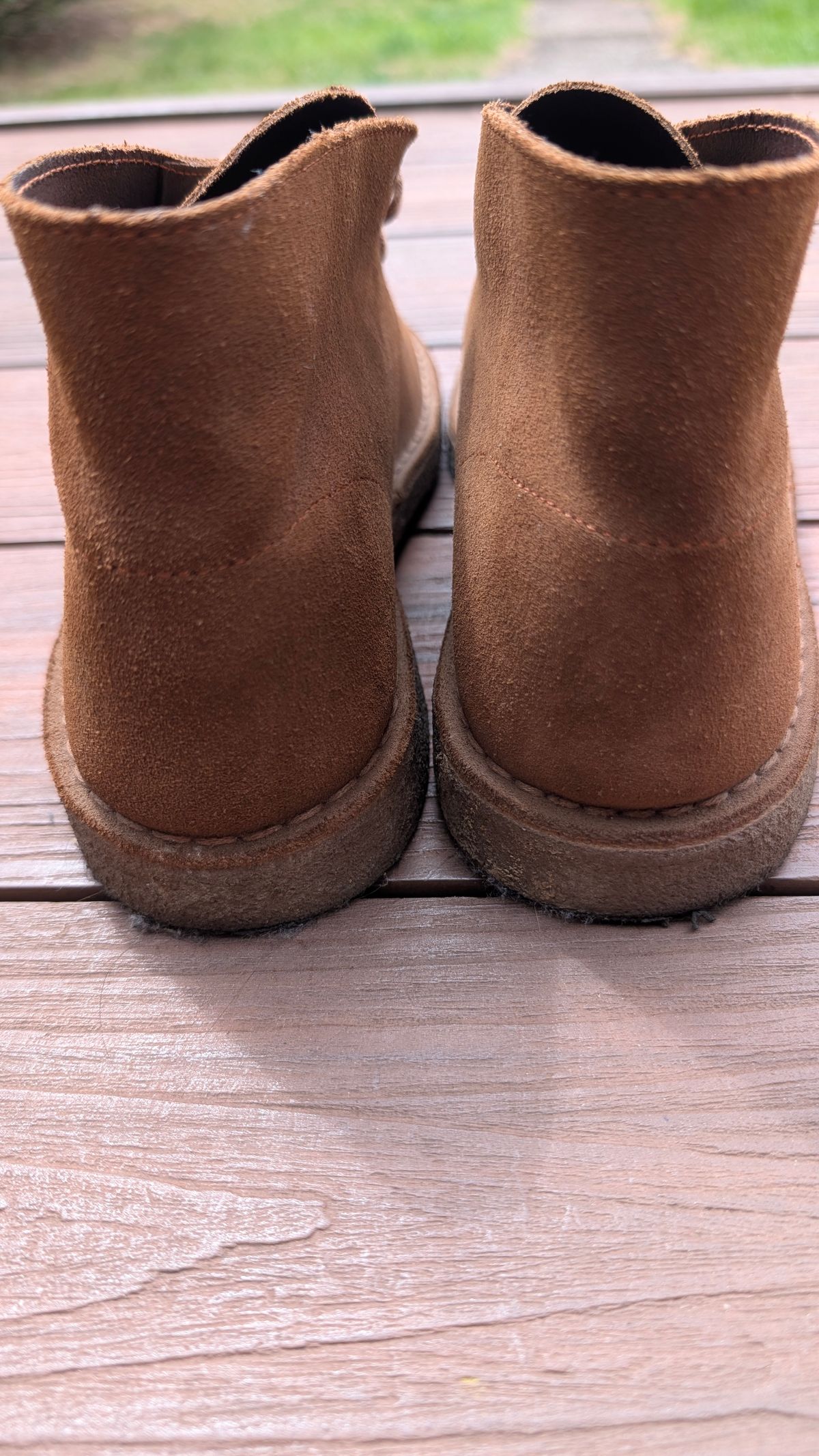 Photo by Yakkboot73 on July 1, 2025 of the Clarks Desert Boot in C. F Stead Cola Suede.