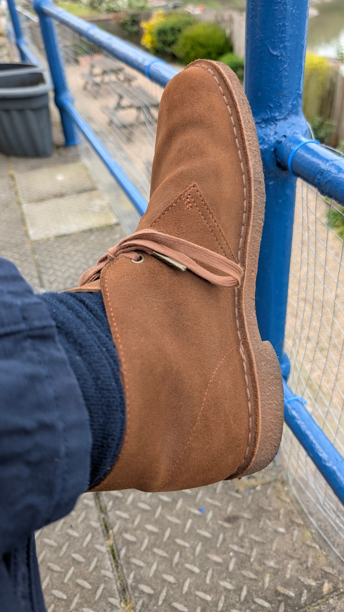 Photo by Yakkboot73 on April 26, 2026 of the Clarks Desert Boot in C. F Stead Cola Suede.