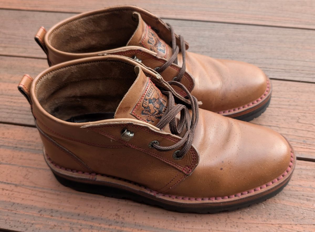 Photo by Yakkboot73 on June 1, 2025 of the Jim Green Turbo Vellie Custom in Natural Veg Tan.