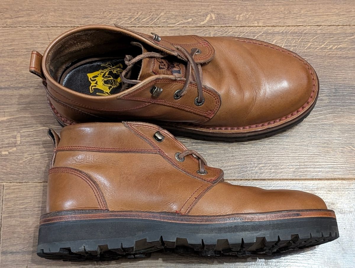 Photo by Yakkboot73 on June 25, 2025 of the Jim Green Turbo Vellie Custom in Natural Veg Tan.