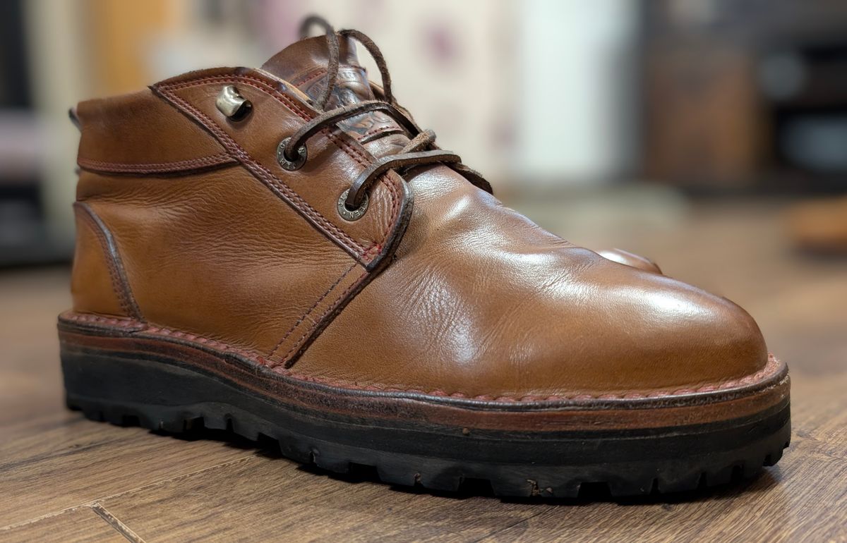 Photo by Yakkboot73 on September 24, 2025 of the Jim Green Turbo Vellie Custom in Natural Veg Tan.