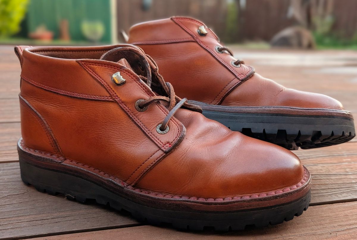 Photo by Yakkboot73 on June 2, 2026 of the Jim Green Turbo Vellie Custom in Natural Veg Tan.