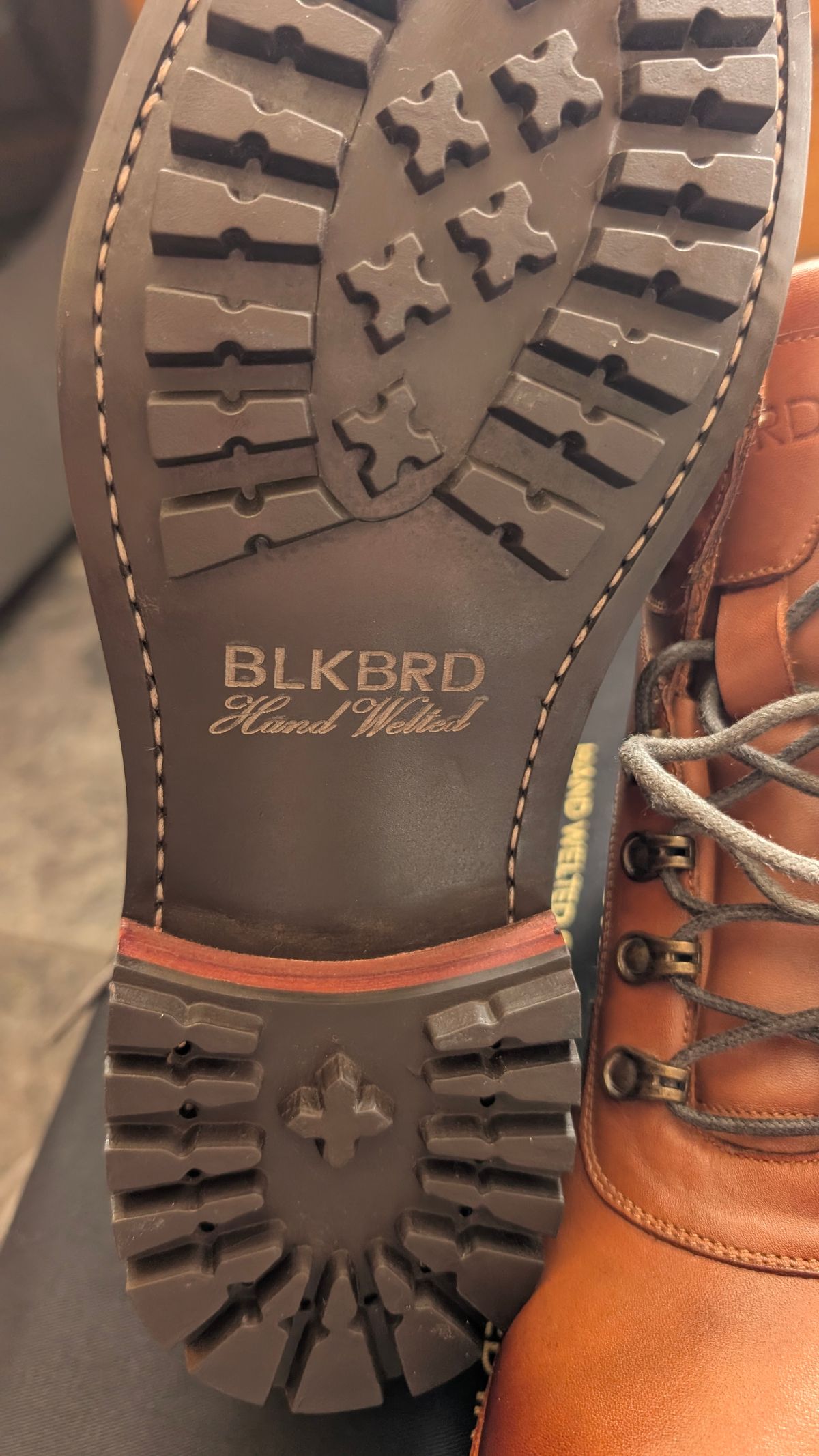 Photo by Yakkboot73 on June 27, 2025 of the Blkbrd Shoemaker Bulwark Trek Boot in Cognac.