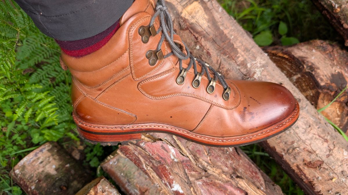 Photo by Yakkboot73 on June 28, 2025 of the Blkbrd Shoemaker Bulwark Trek Boot in Cognac.