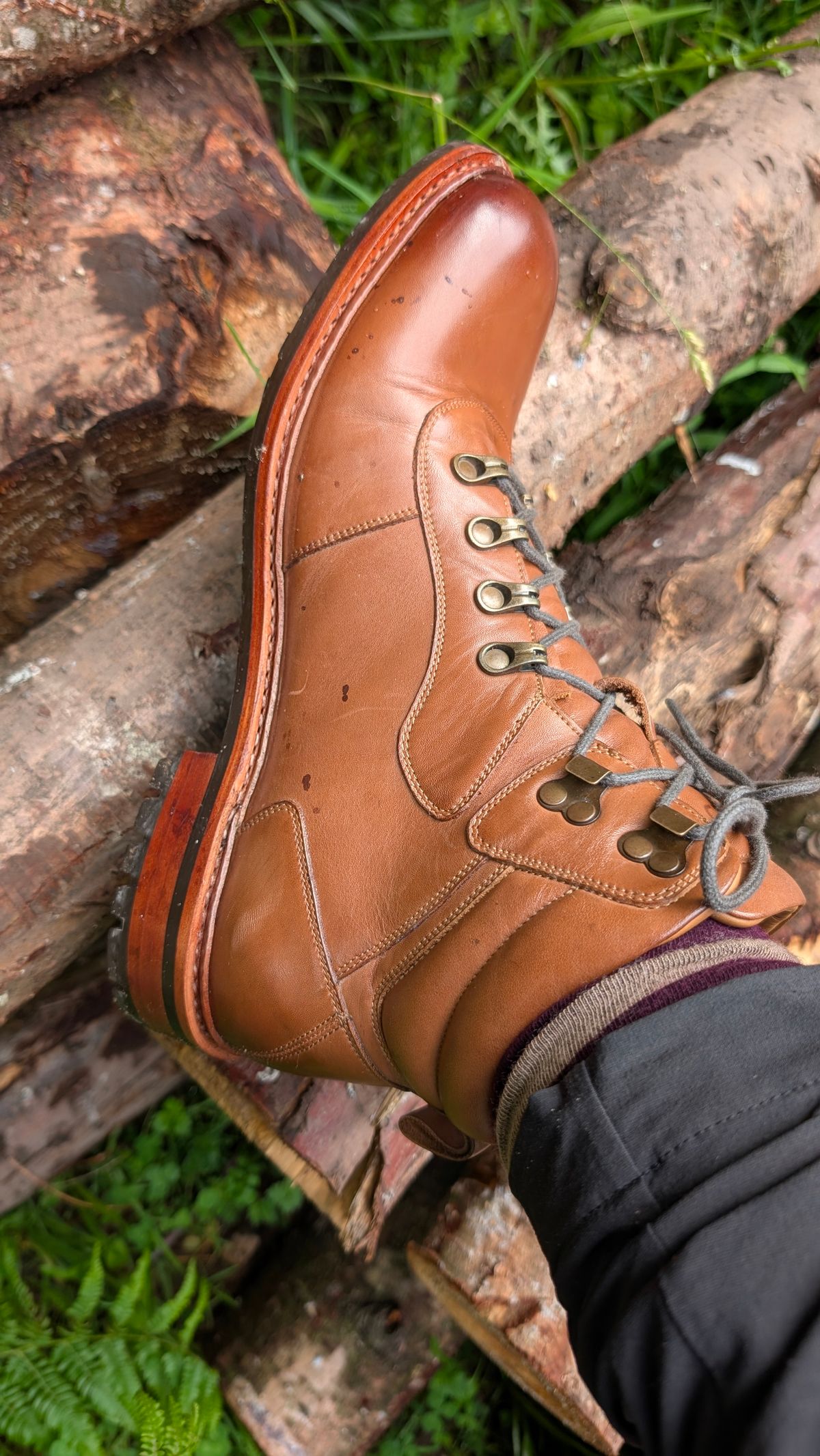 Photo by Yakkboot73 on June 28, 2025 of the Blkbrd Shoemaker Bulwark Trek Boot in Cognac.