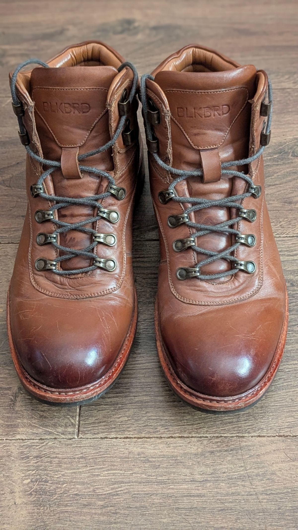 Photo by Yakkboot73 on July 9, 2025 of the Blkbrd Shoemaker Bulwark Trek Boot in Cognac.