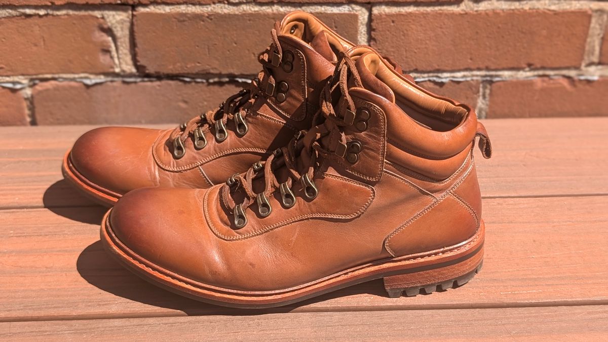 Photo by Yakkboot73 on July 13, 2025 of the Blkbrd Shoemaker Bulwark Trek Boot in Cognac.