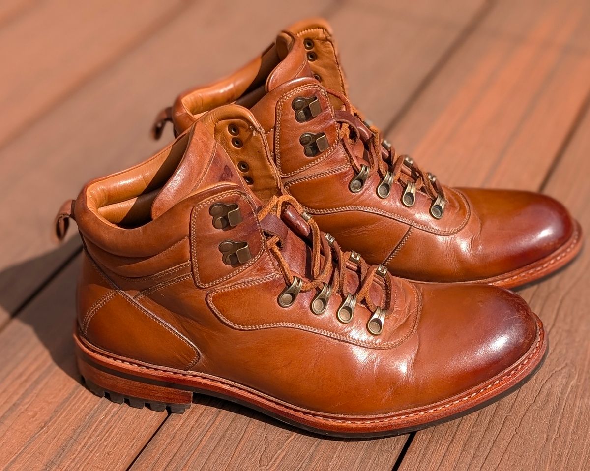 Photo by Yakkboot73 on August 2, 2025 of the Blkbrd Shoemaker Bulwark Trek Boot in Cognac.