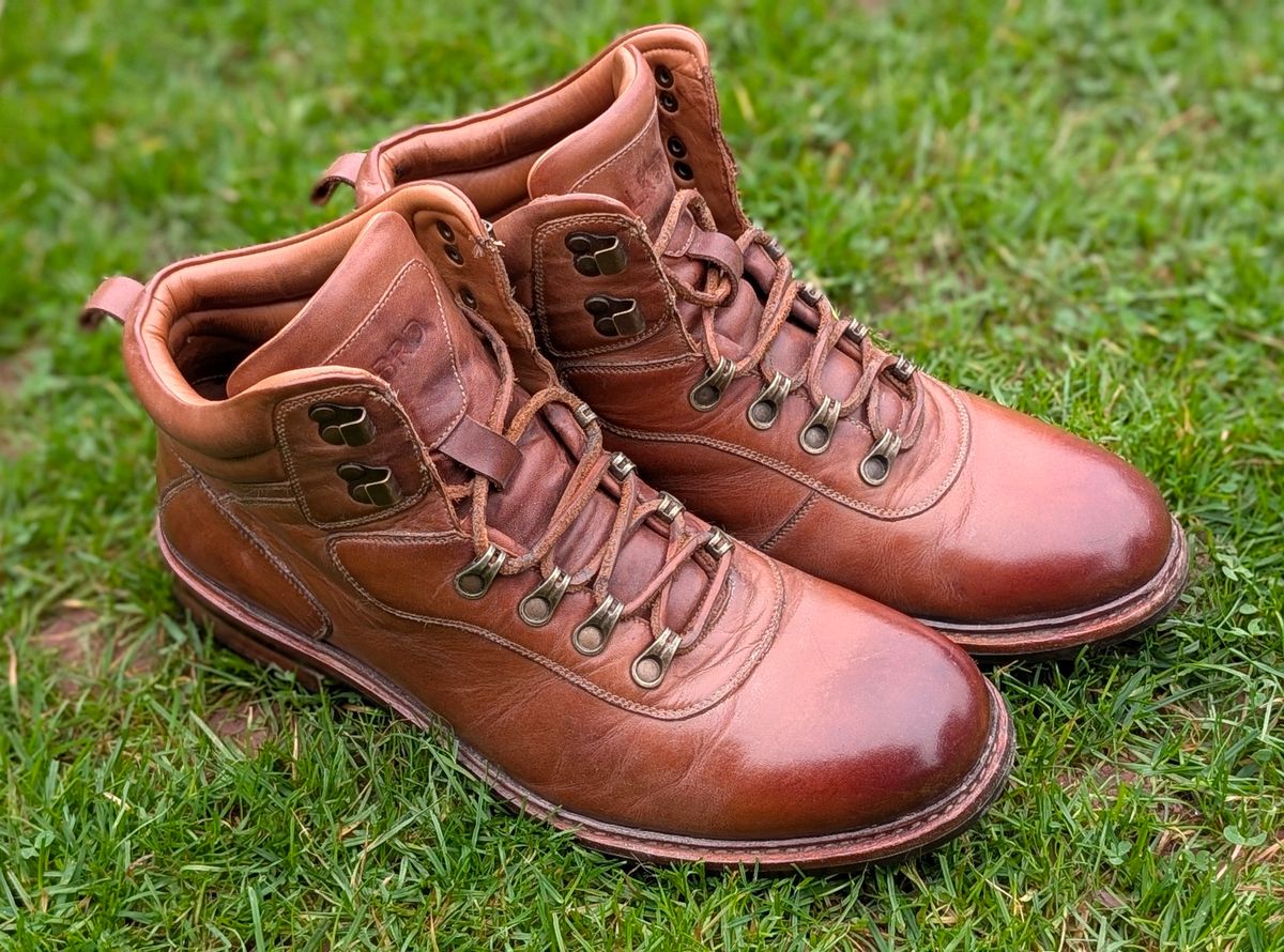 Photo by Yakkboot73 on October 12, 2025 of the Blkbrd Shoemaker Bulwark Trek Boot in Cognac.