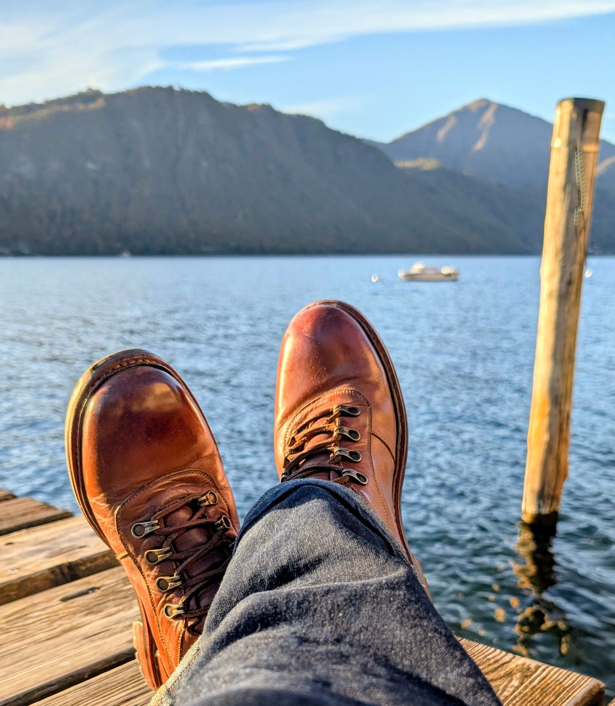 Photo by Yakkboot73 on October 28, 2025 of the Blkbrd Shoemaker Bulwark Trek Boot in Cognac.