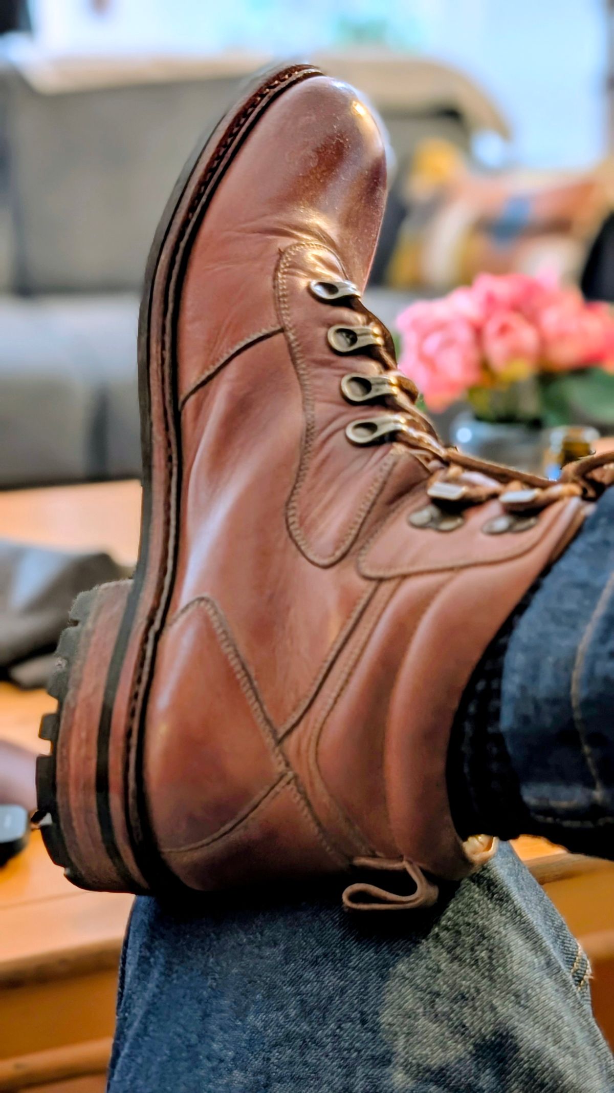 Photo by Yakkboot73 on October 31, 2025 of the Blkbrd Shoemaker Bulwark Trek Boot in Cognac.