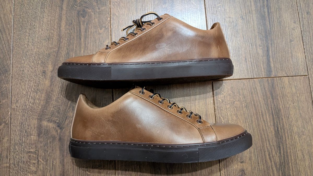 Photo by Yakkboot73 on April 7, 2025 of the Thursday Premier Low Top in Horween Natural Chromexcel.