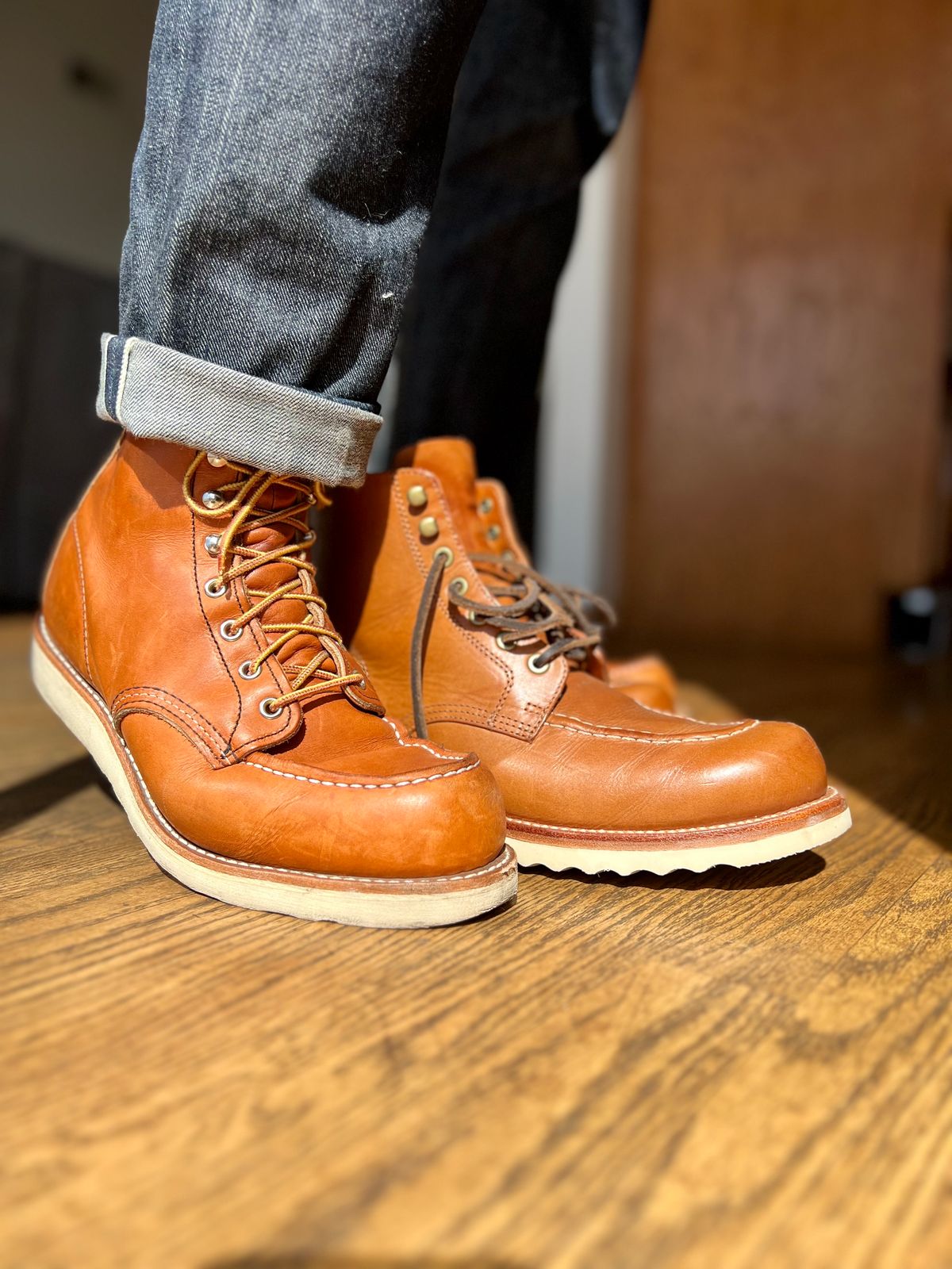 Photo by patinatimes on April 4, 2023 of the Red Wing 6-Inch Classic Moc in S.B. Foot Oro Legacy.