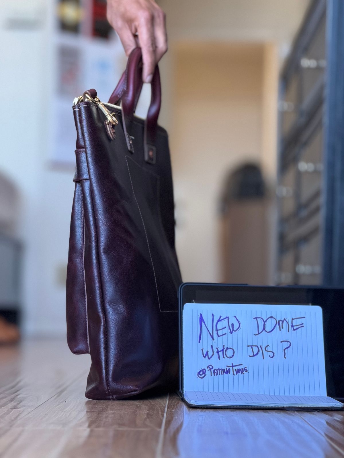 Photo by patinatimes on October 1, 2025 of the Coronado Leather No. 160 Primo Tote in Horween Horsehide Color 8 Waxed Flesh.