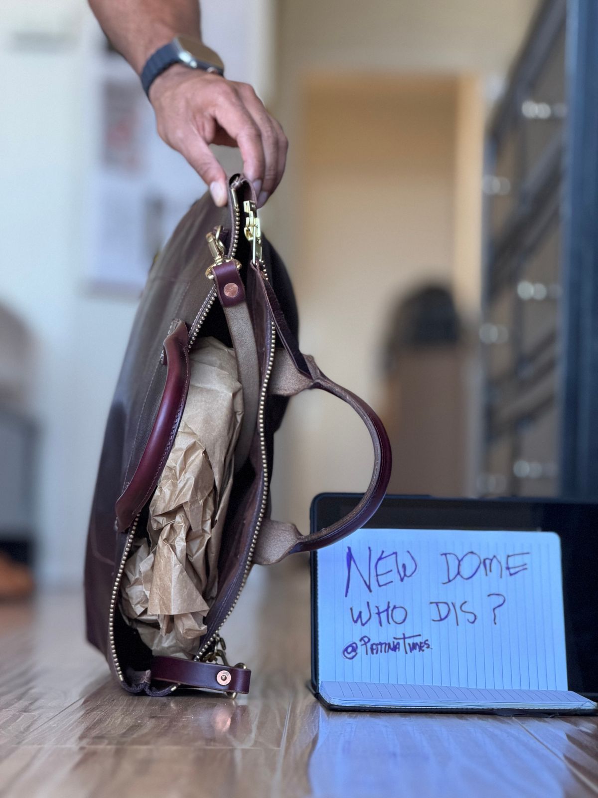 Photo by patinatimes on October 1, 2025 of the Coronado Leather No. 160 Primo Tote in Horween Horsehide Color 8 Waxed Flesh.