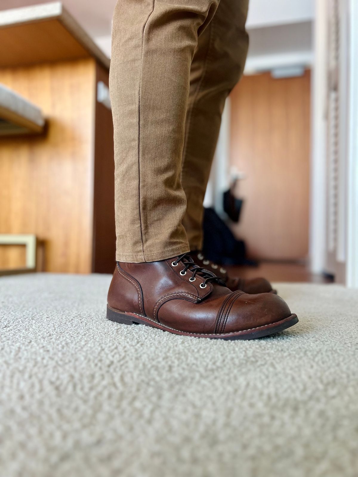 Photo by patinatimes on March 1, 2023 of the Red Wing Iron Ranger in S.B. Foot Amber Harness.