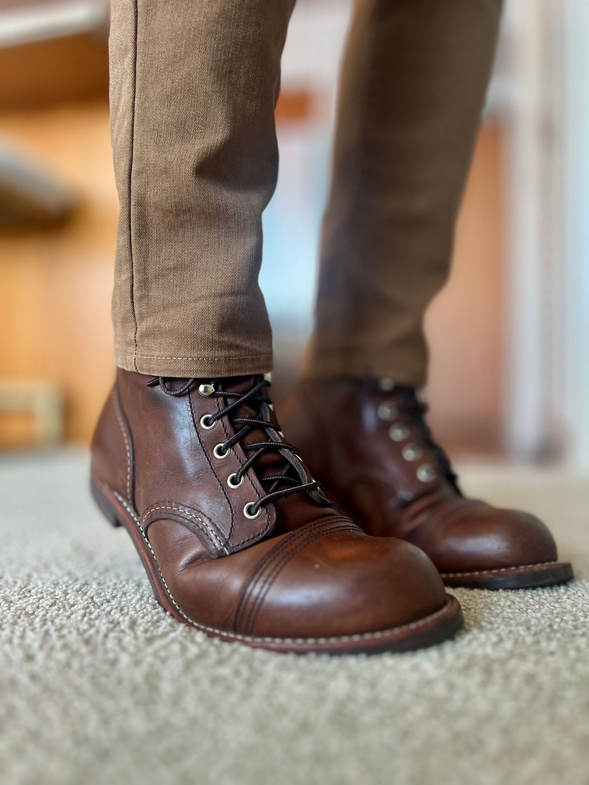 Photo by patinatimes on March 1, 2023 of the Red Wing Iron Ranger in S.B. Foot Amber Harness.