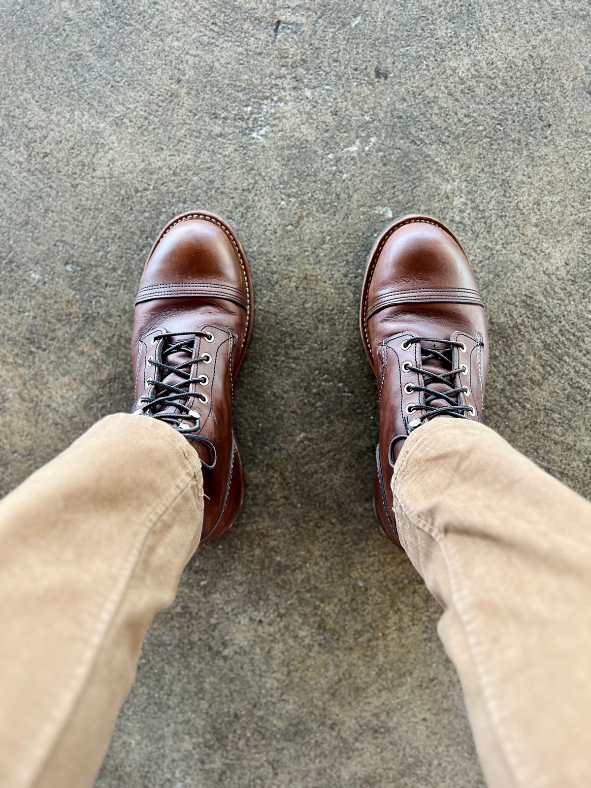 Photo by patinatimes on March 1, 2023 of the Red Wing Iron Ranger in S.B. Foot Amber Harness.