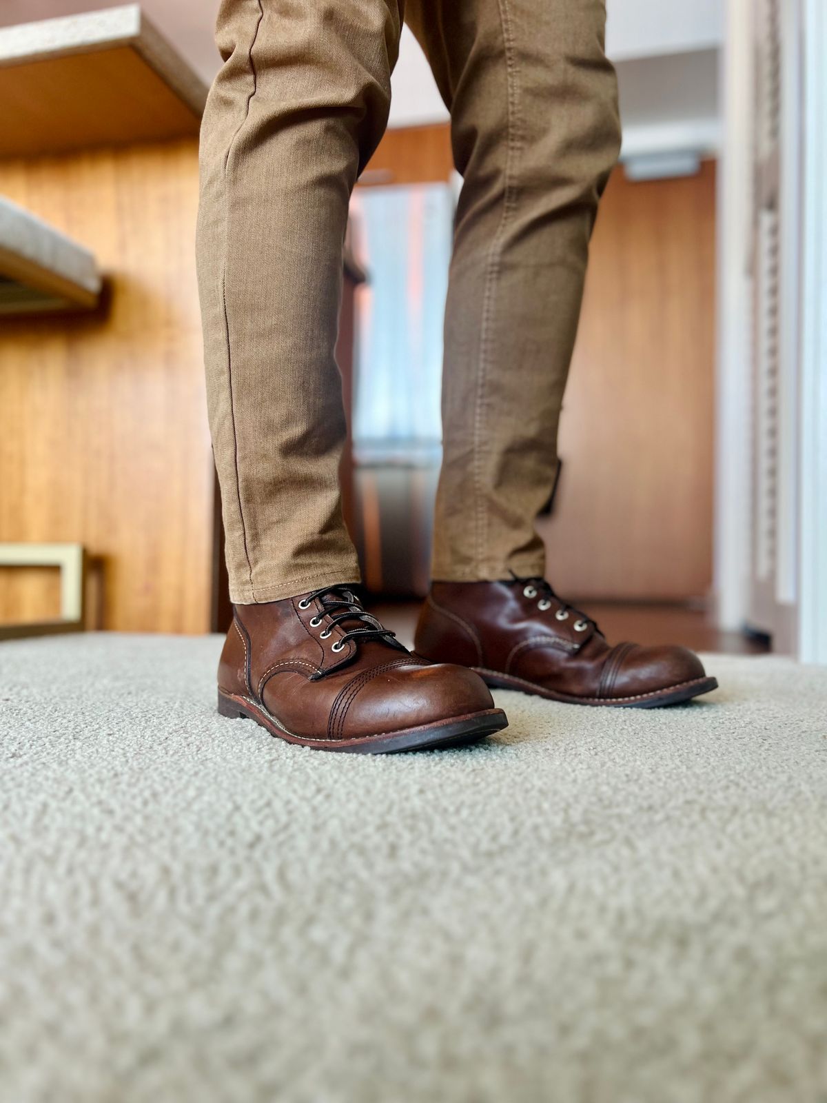 Photo by patinatimes on March 1, 2023 of the Red Wing Iron Ranger in S.B. Foot Amber Harness.