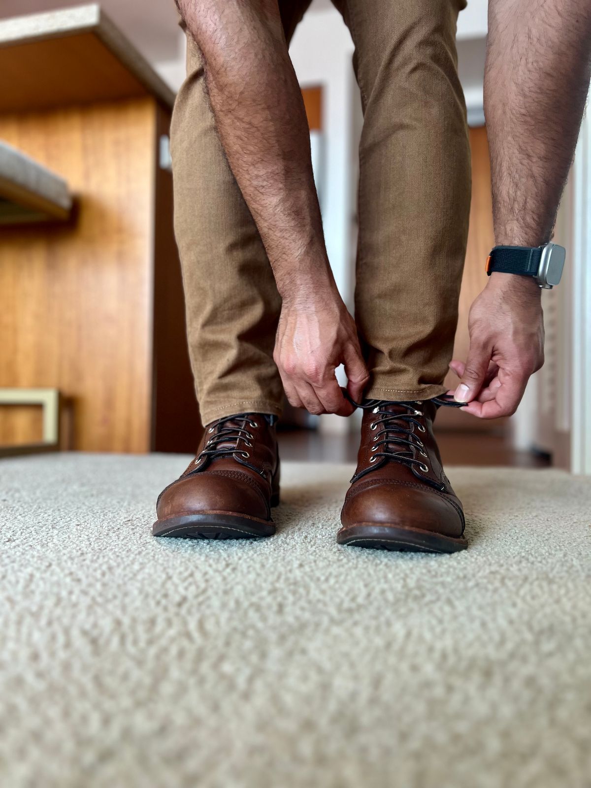 Photo by patinatimes on March 1, 2023 of the Red Wing Iron Ranger in S.B. Foot Amber Harness.