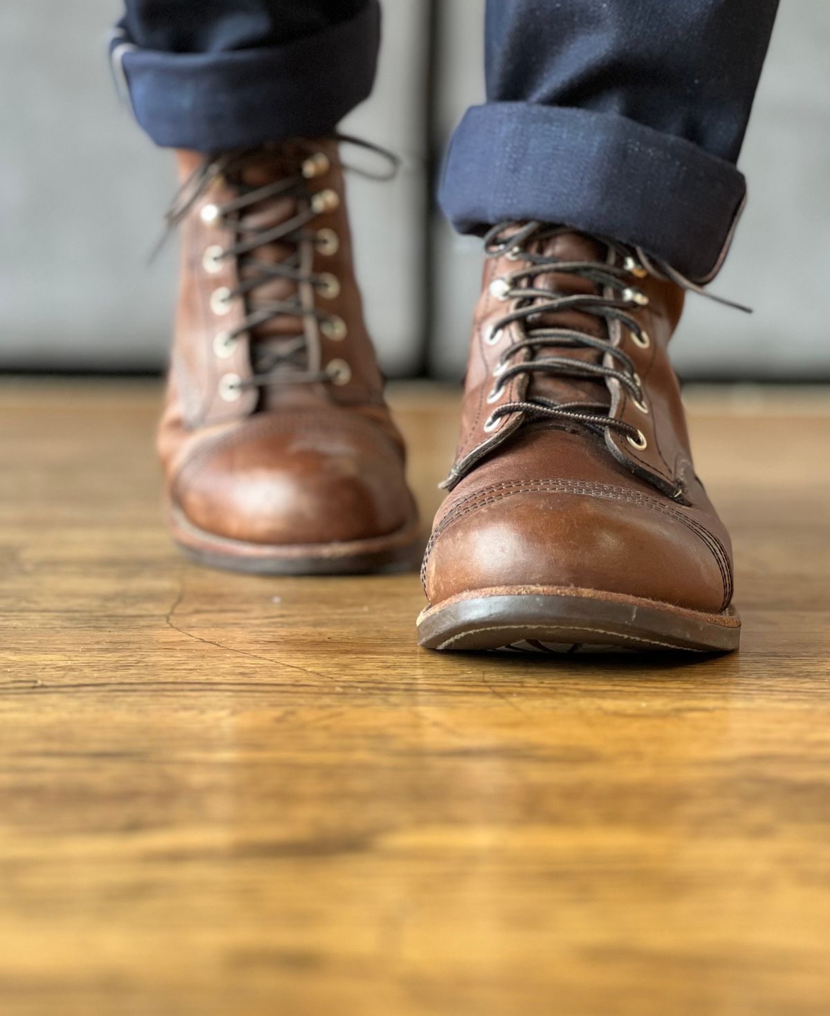 Photo by patinatimes on August 8, 2023 of the Red Wing Iron Ranger in S.B. Foot Amber Harness.