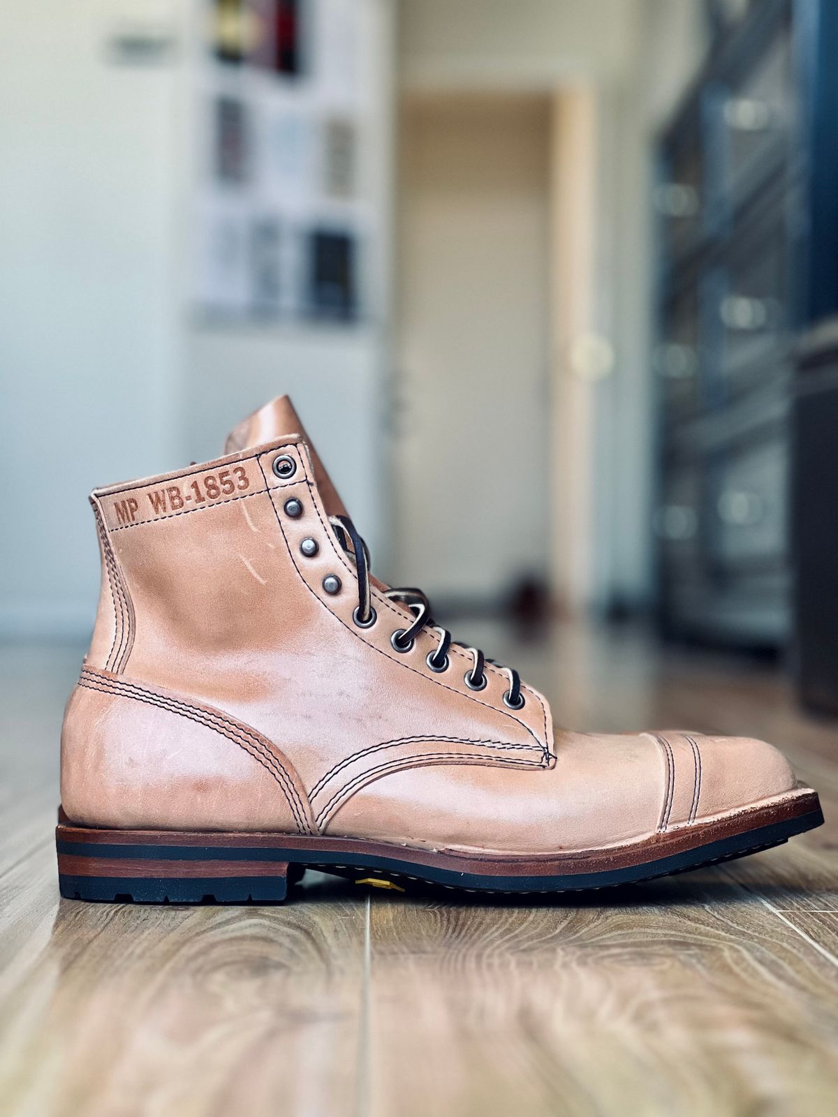 Photo by patinatimes on May 8, 2025 of the White's MP-Sherman Toe Cap in Maryam Natural Horsebutt.