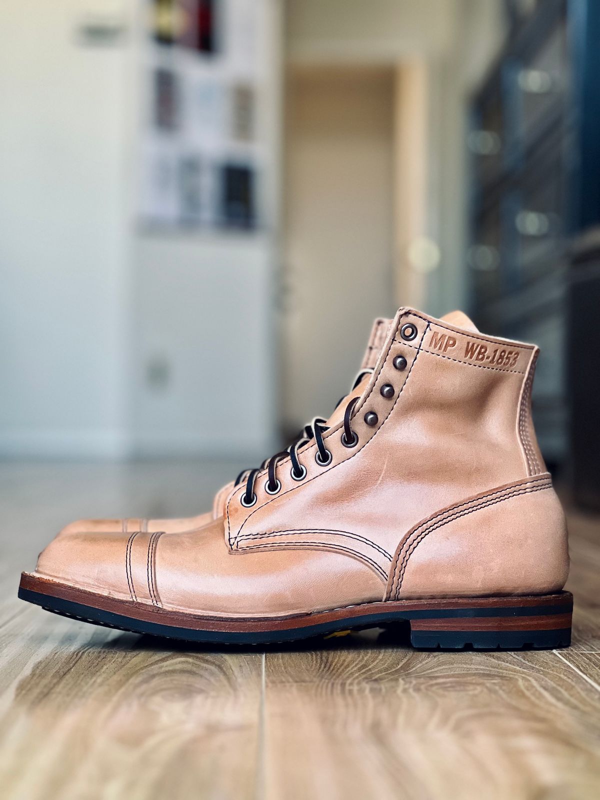 Photo by patinatimes on May 8, 2025 of the White's MP-Sherman Toe Cap in Maryam Natural Horsebutt.