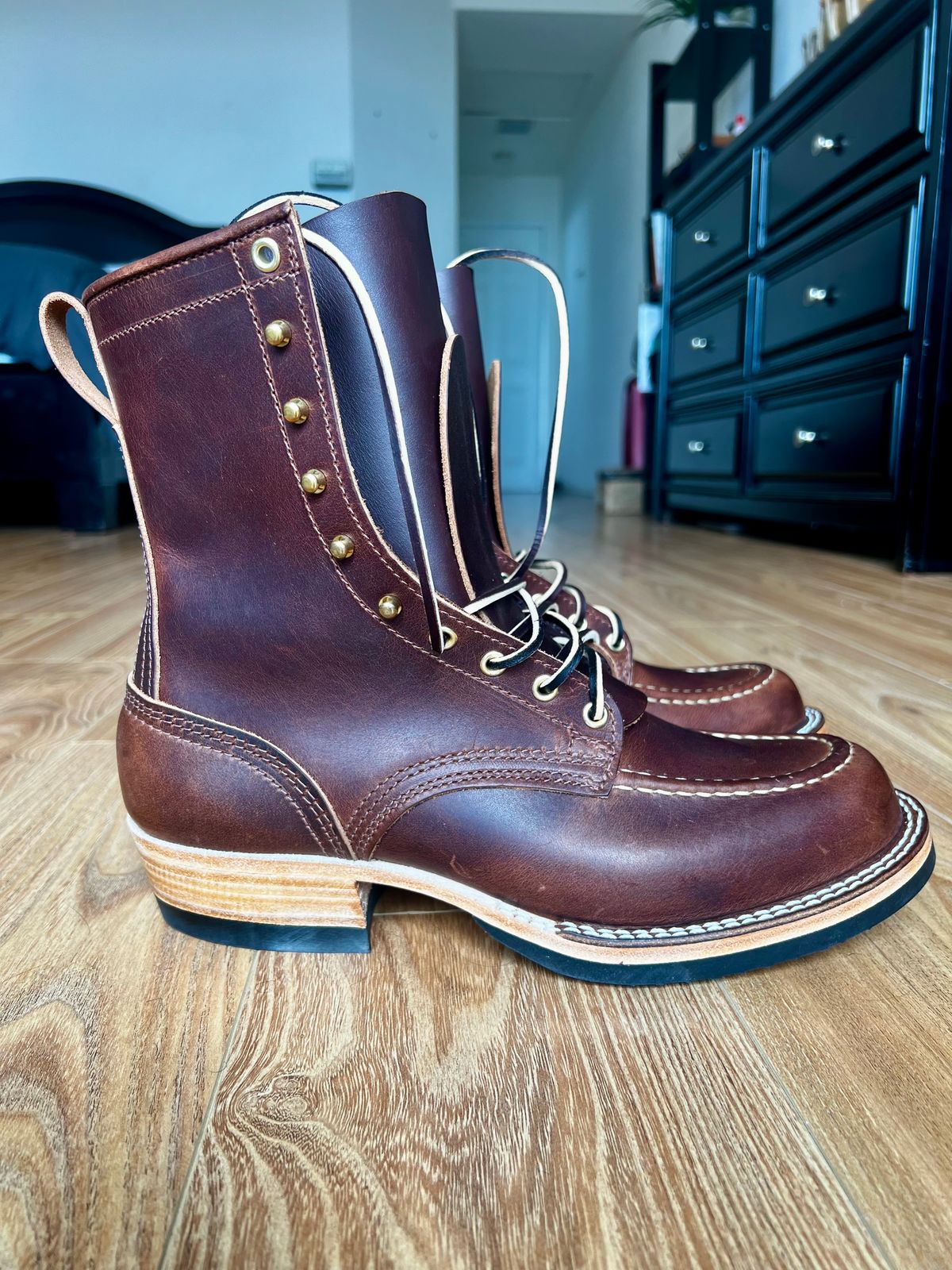 Photo by patinatimes on April 4, 2024 of the Nicks Moc Toe in Italian Brown Cypress.