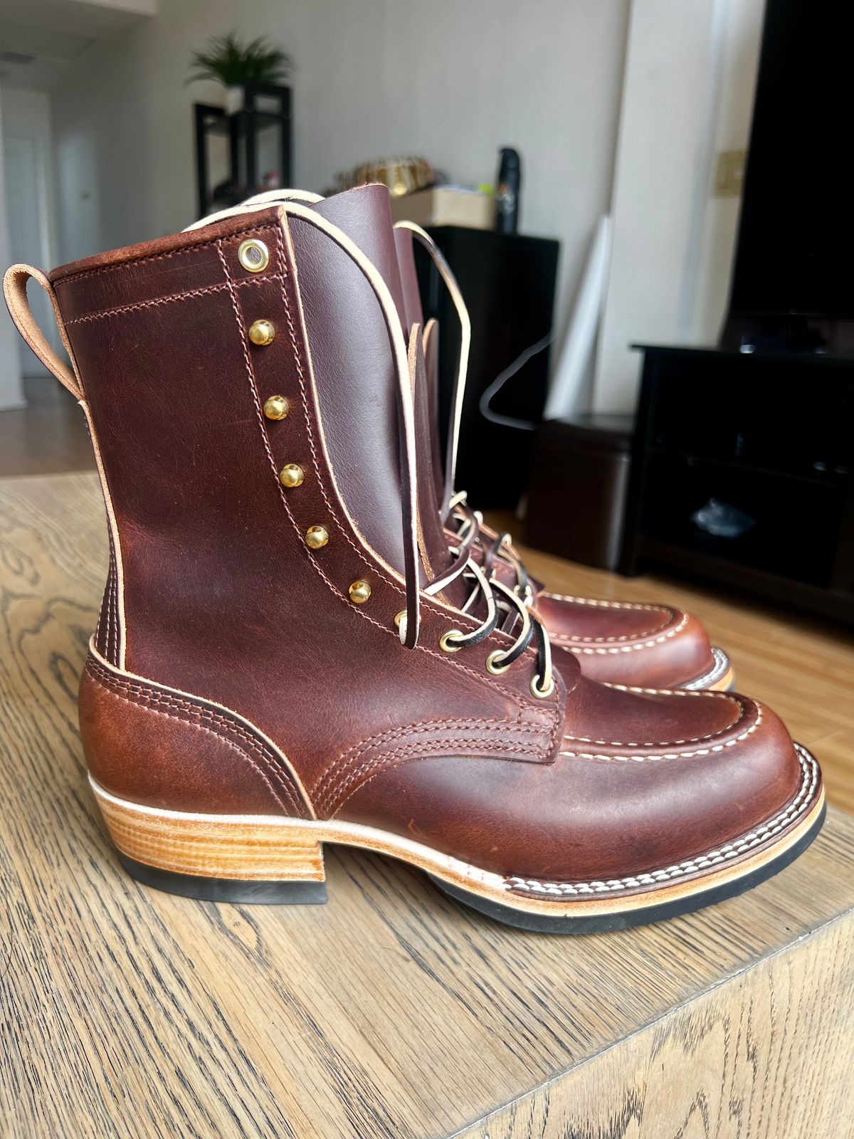 Photo by patinatimes on April 4, 2024 of the Nicks Moc Toe in Italian Brown Cypress.